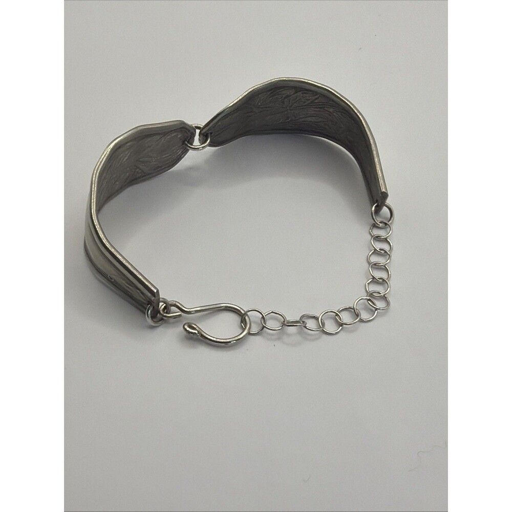 Vintage Silver Flatware Bracelet Floral Art Nouveau Spoon Handle Cuff Calla Lily - Picture 9 of 15